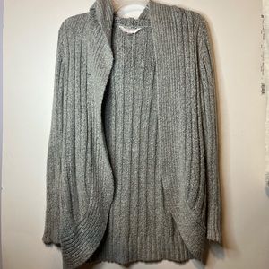 Light gray No Boundaries cardigan with hood (size medium).